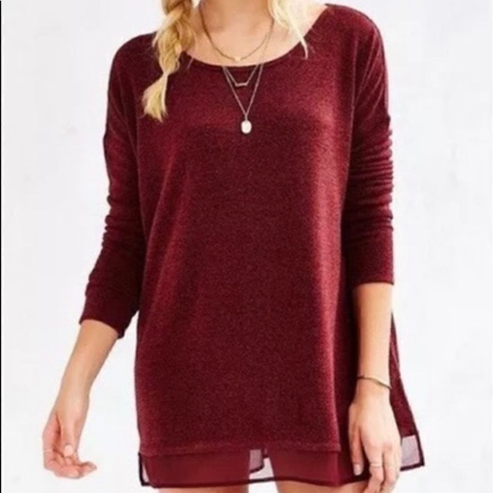 Silence + Noise burgundy Hannah oversized sweater